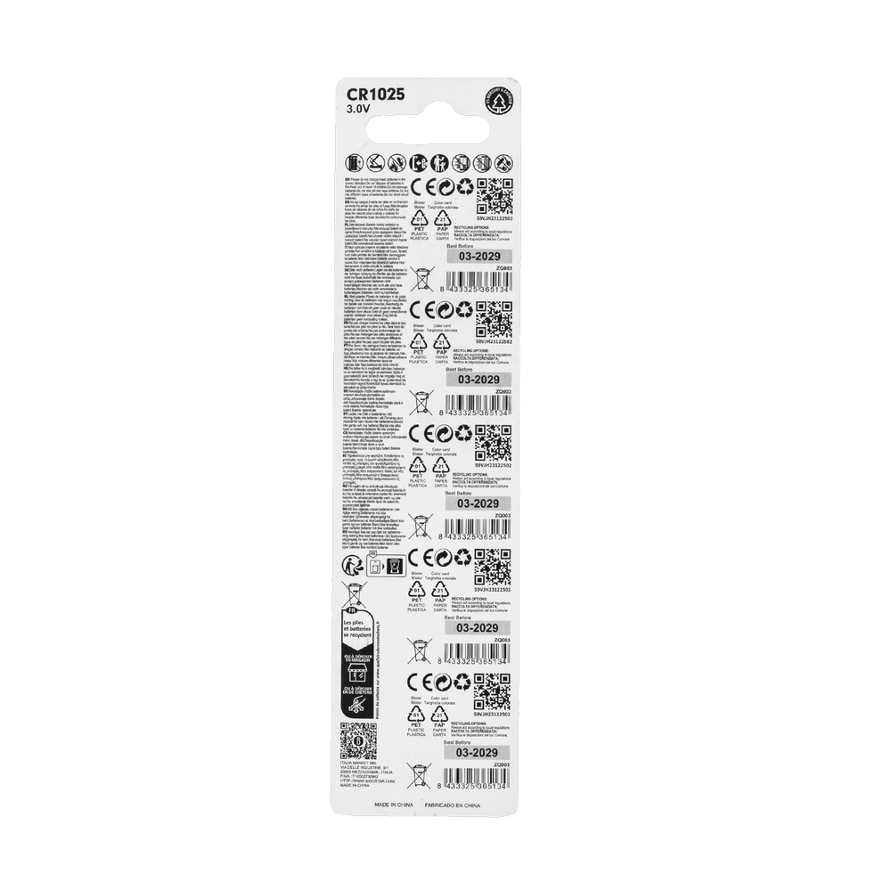 Batteria bottone Aigostar 3V CR1025 Litio confezione da 5 pile - Foto 4