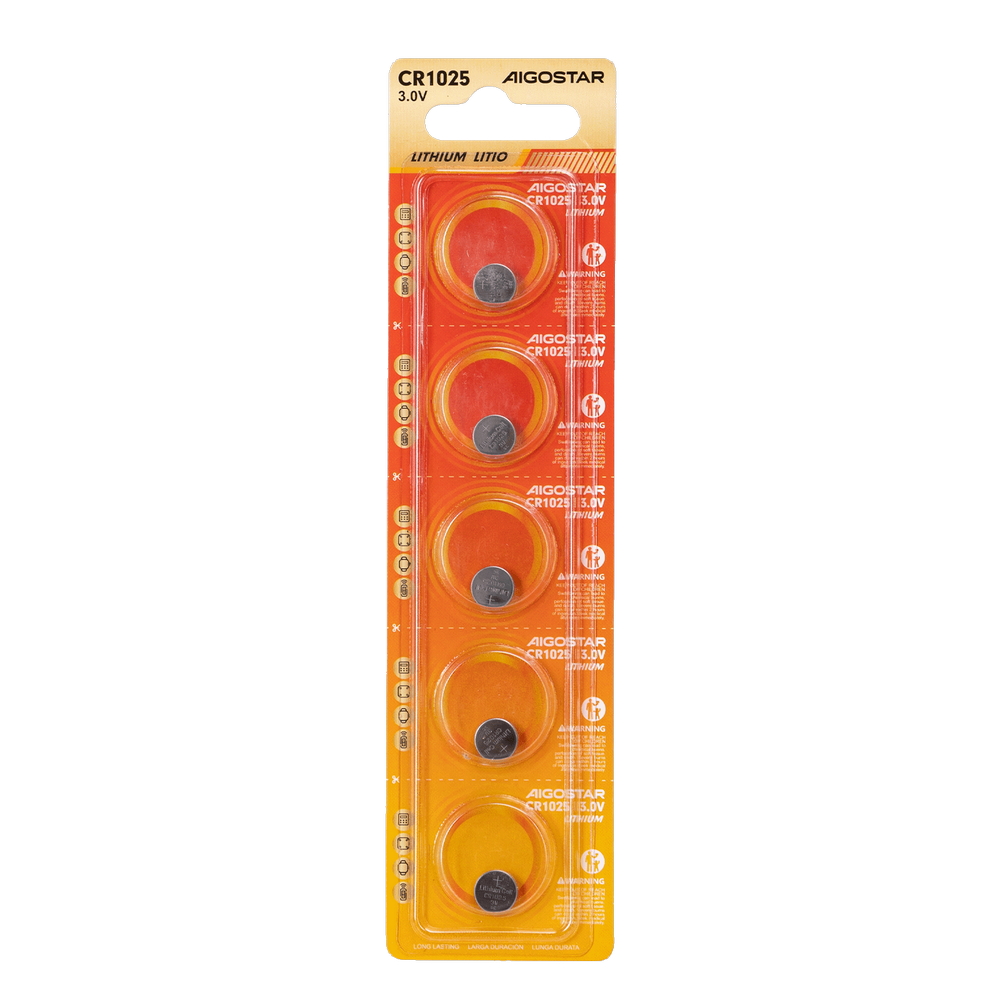 Foto principale Batteria bottone Aigostar 3V CR1025 Litio confezione da 5 pile