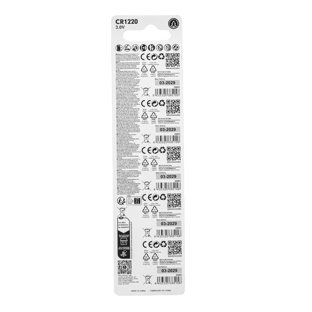 Batteria bottone Aigostar 3V CR1220 Litio confezione da 5 pile - Foto 4