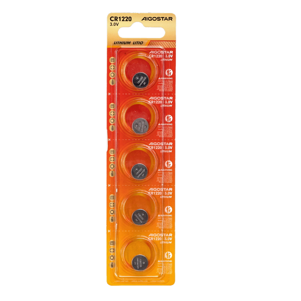 Foto principale Batteria bottone Aigostar 3V CR1220 Litio confezione da 5 pile