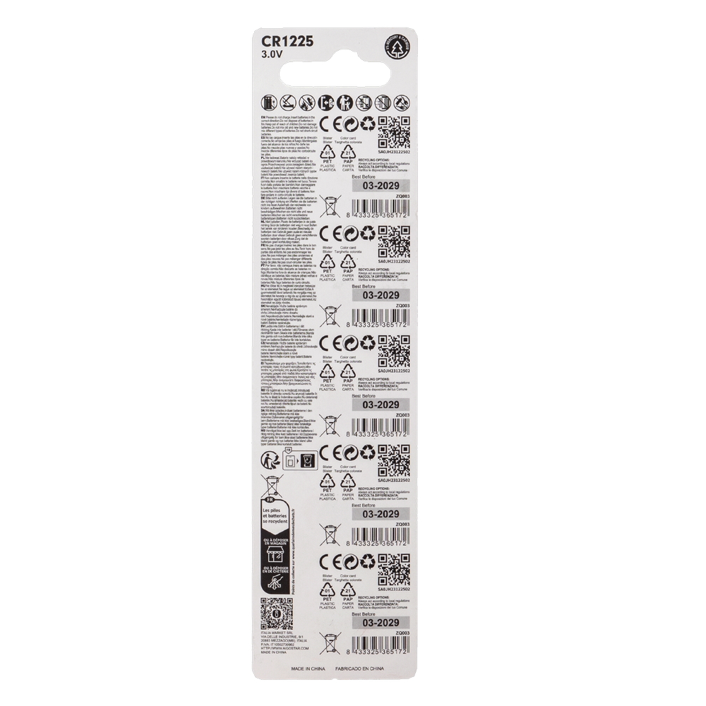 Batteria bottone Aigostar 3V CR1225 Litio confezione da 5 pile - Foto 4