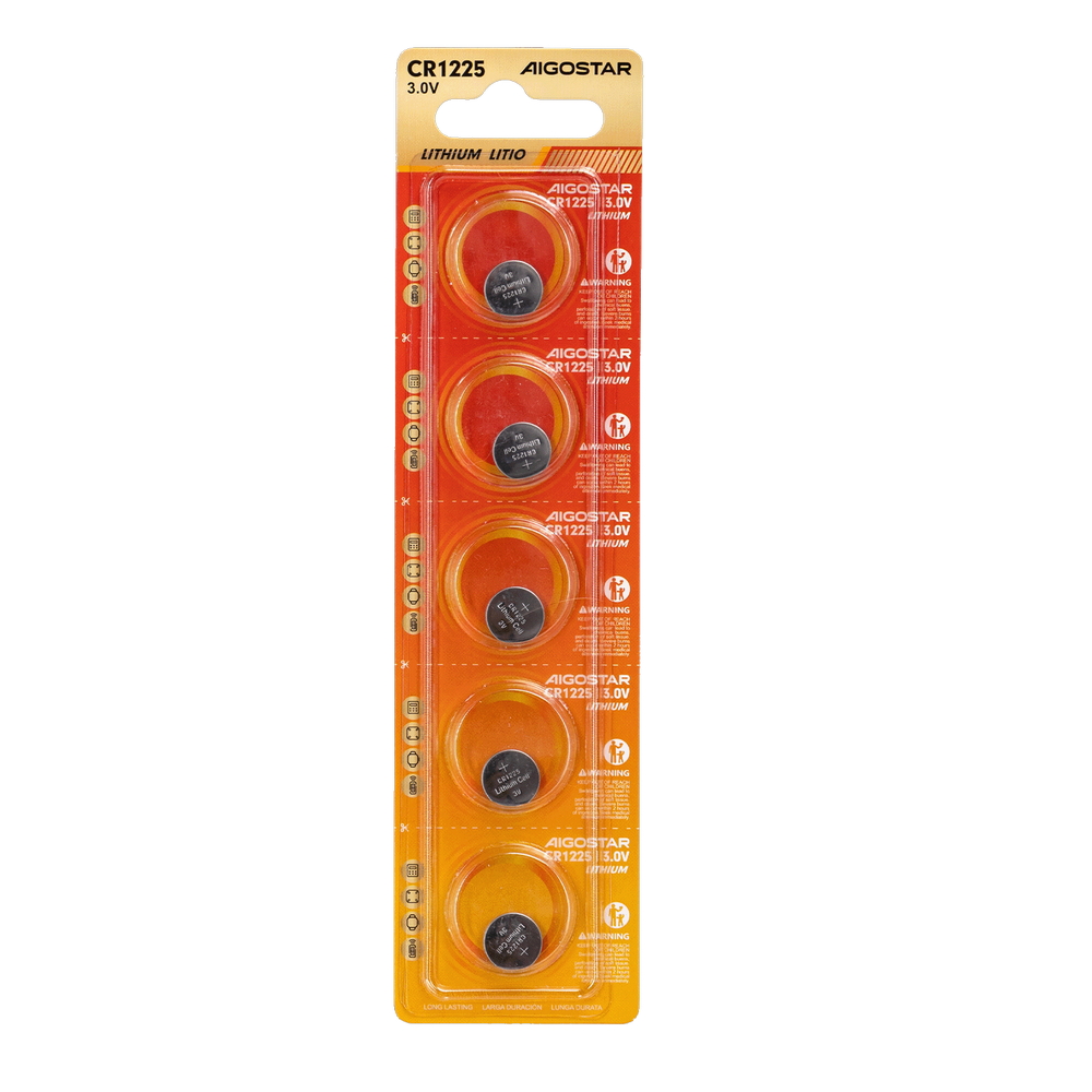 Foto principale Batteria bottone Aigostar 3V CR1225 Litio confezione da 5 pile