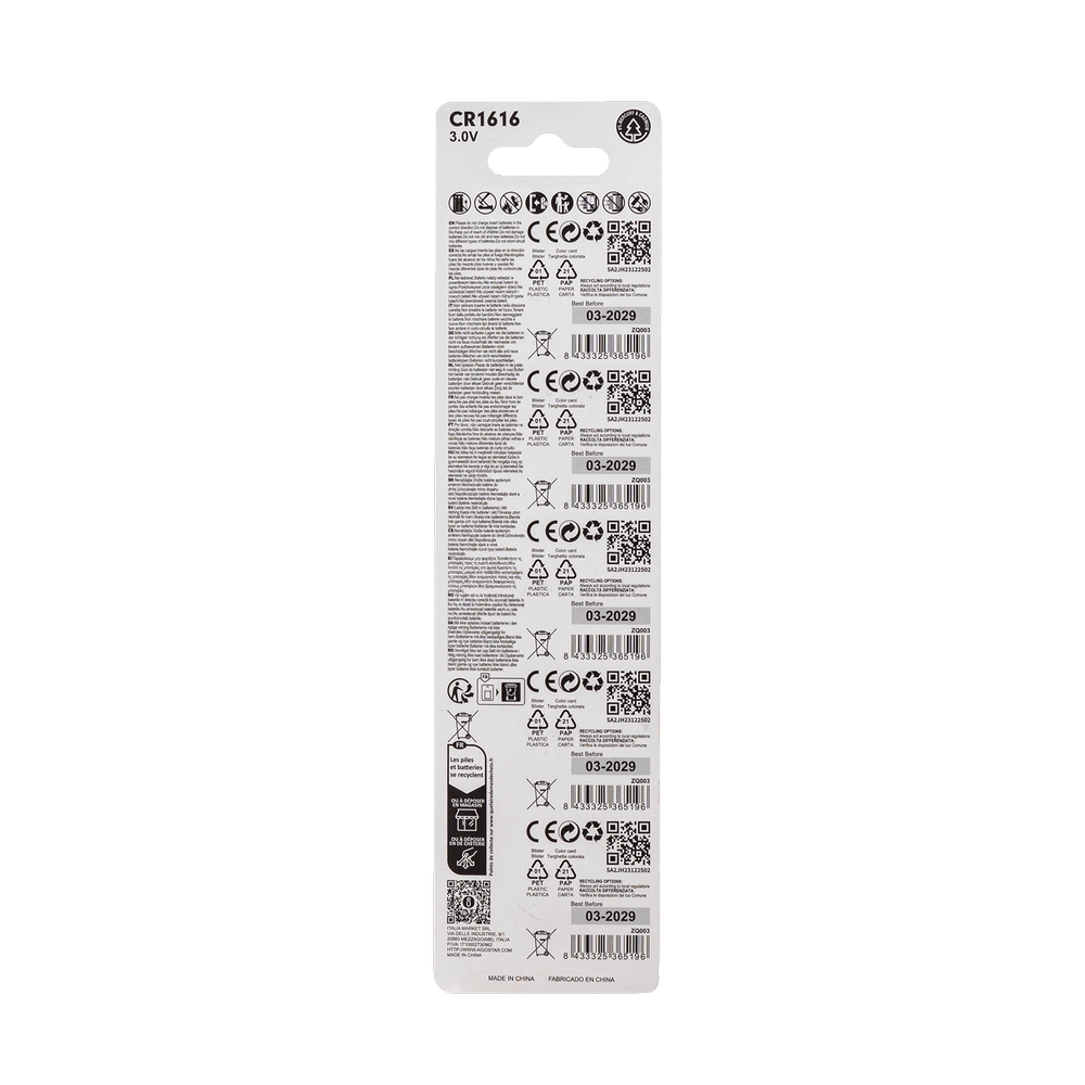Batteria bottone Aigostar 3V CR1616 Litio confezione da 5 pile - Foto 4