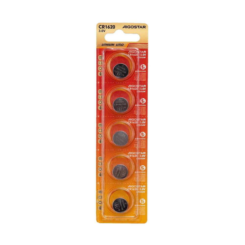 Foto principale Batteria bottone Aigostar 3V CR1620 Litio confezione da 5 pile