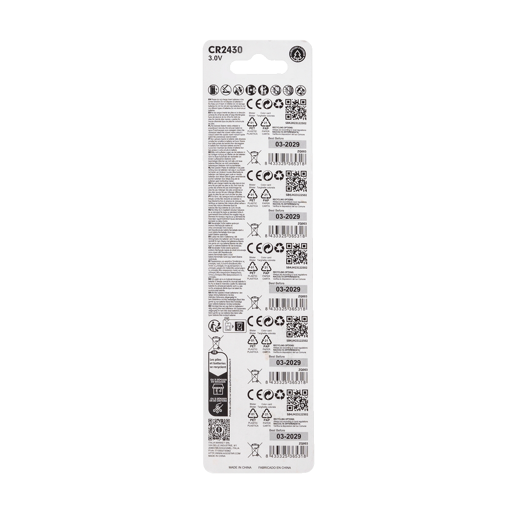 Batteria bottone Aigostar 3V CR2430 Litio confezione da 5 pile - Foto 4