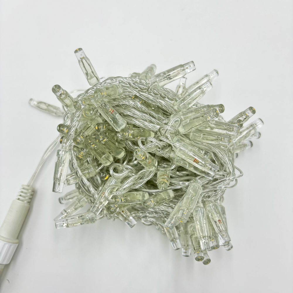Catena di luci 10 metri 100 MaxiLed Reflex prolungabile Bianco Caldo fisso e intermittente con cavo trasparente da esterno Wisdom - Foto 1