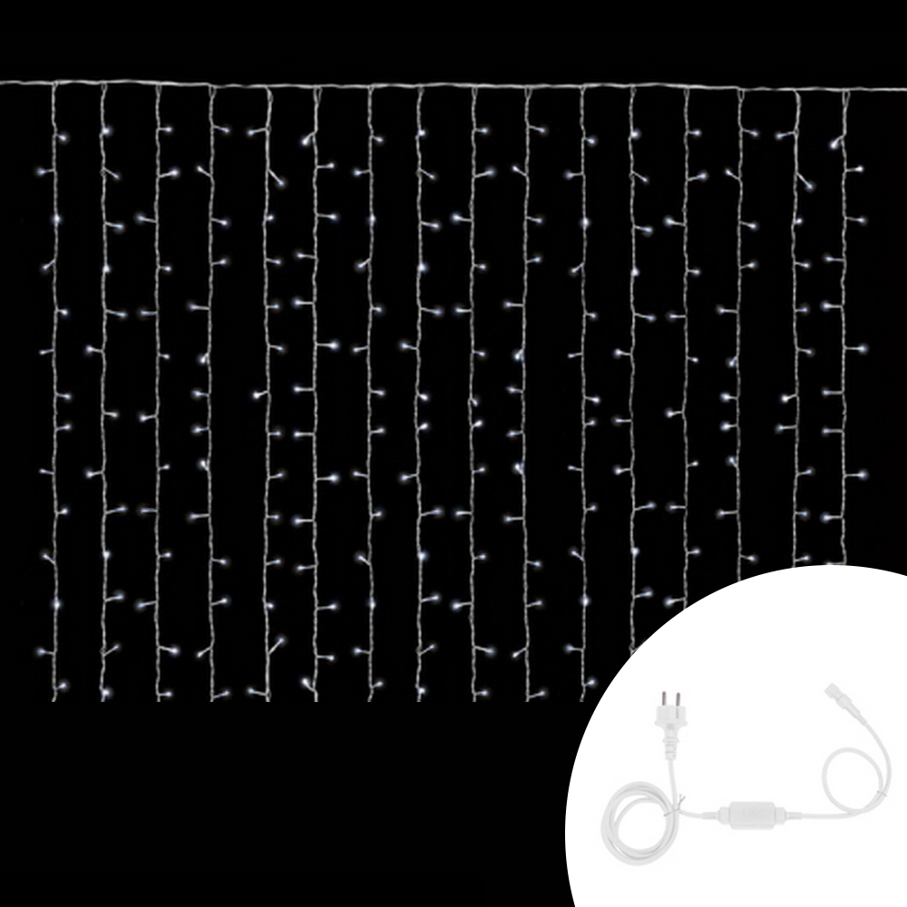 Foto principale Tenda luminosa 2 metri 160 MaxiLed Reflex Professionale Bianco Freddo fisso e intermittente prolungabile altezza 160cm da esterno Wisdom