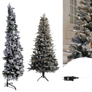 Foto principale Albero di Natale a metà luminoso 180 gradi 1,80 metri innevato 140 Led Bianco Caldo Wisdom