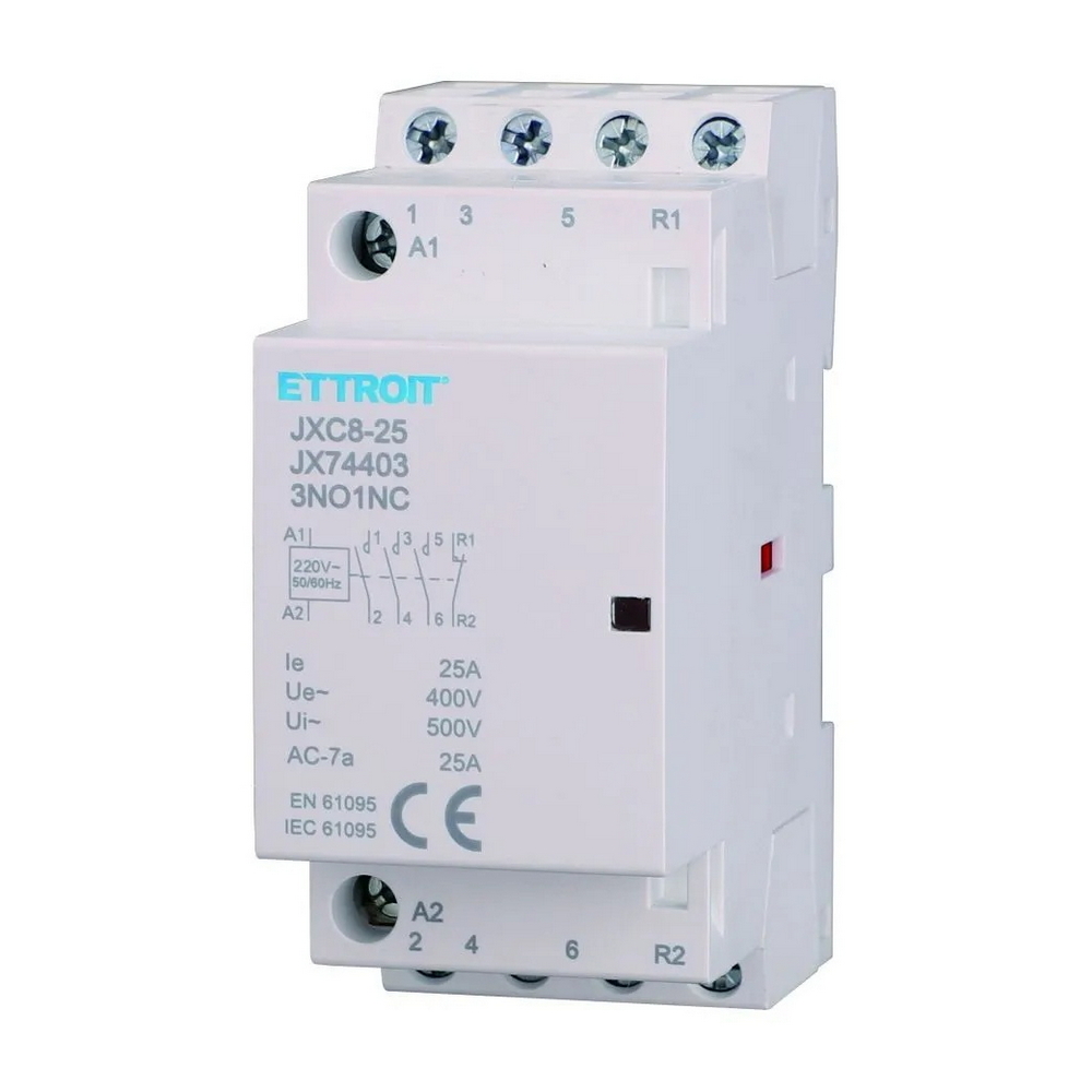 Foto principale Contattore modulare 4P 25A AC 220V 3 contatti NO 1 contatto NC Ettroit