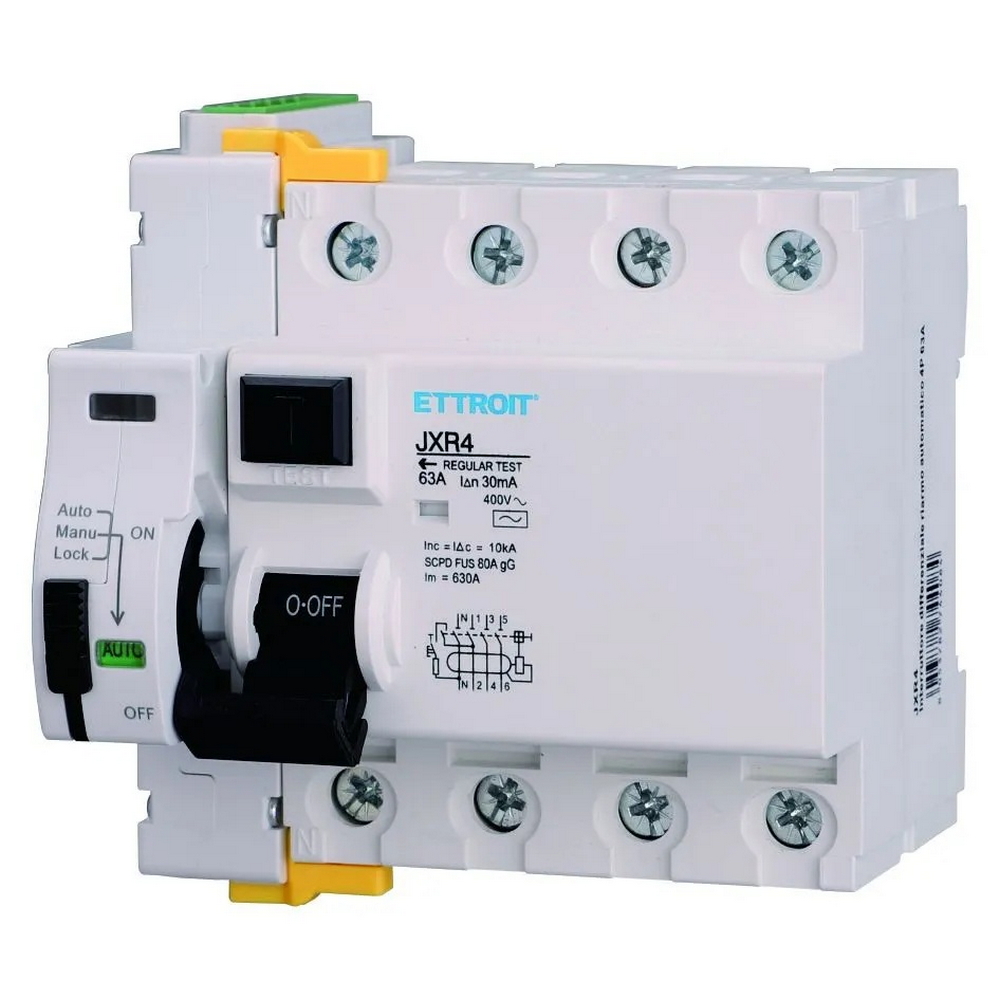 Foto principale Interruttore differenziale puro Riarmo automatico Salvavita modulare 4P 63A 400V Ettroit