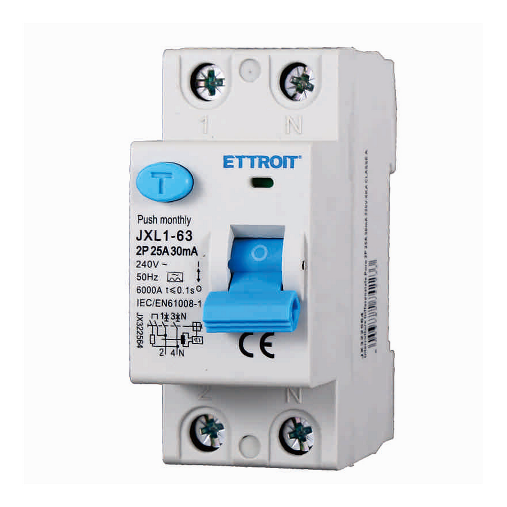 Foto principale Interruttore differenziale puro Salvavita modulare 2P 25A 30mA 6KA 220V classe A Ettroit