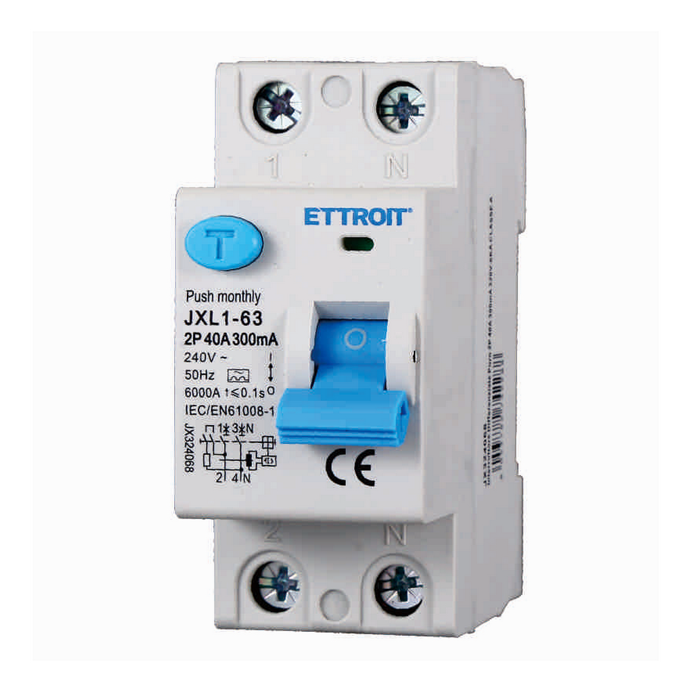 Foto principale Interruttore differenziale puro Salvavita modulare 2P 40A 300mA 6KA 220V classe A Ettroit