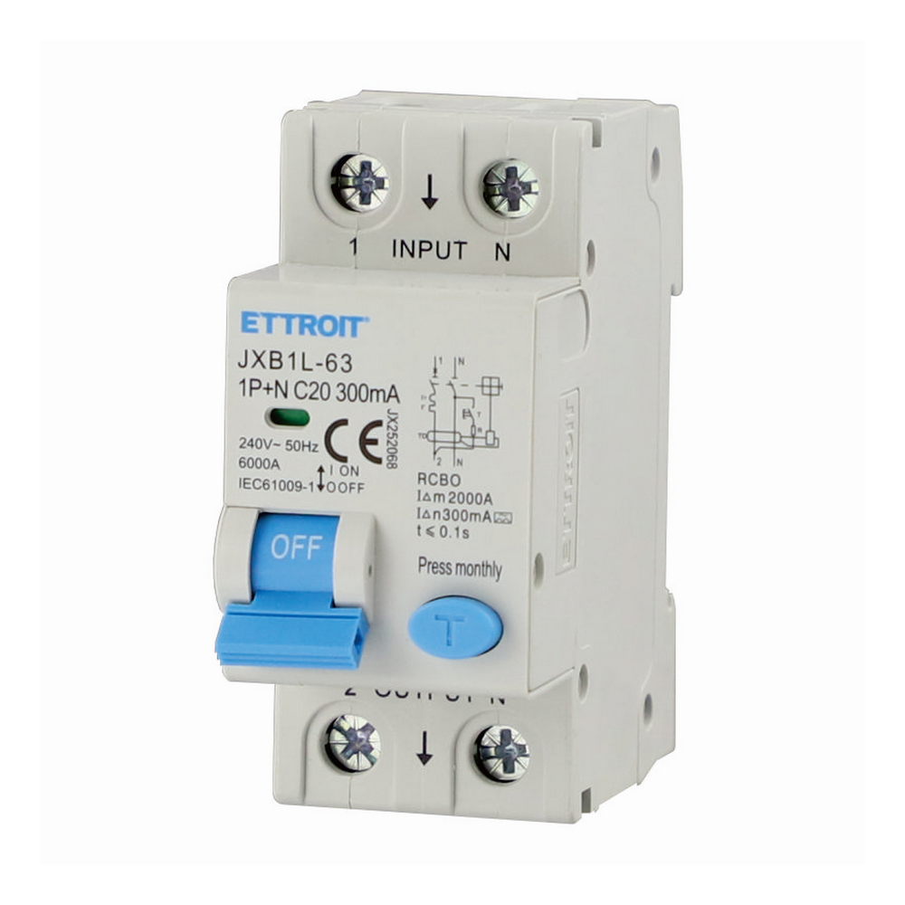 Foto principale Interruttore magnetotermico differenziale modulare 1P+N 20A 300mA 6KA 220V classe A Ettroit