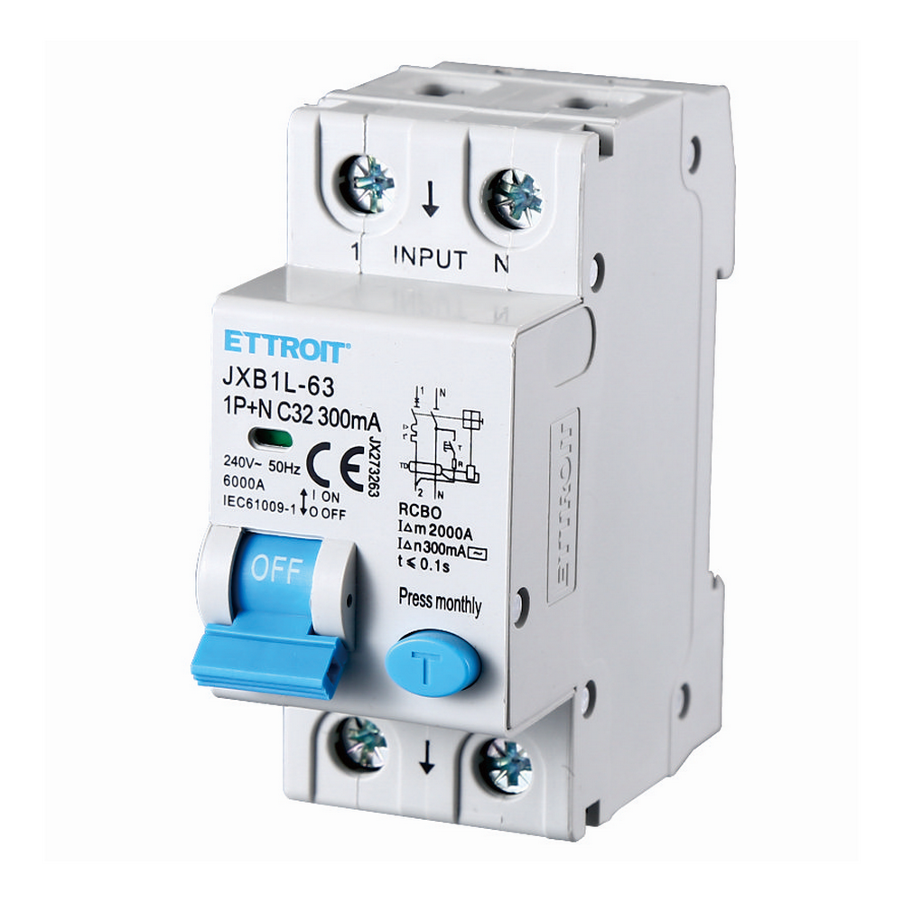 Foto principale Interruttore magnetotermico differenziale modulare 1P+N 32A 300mA 6KA 220V Ettroit