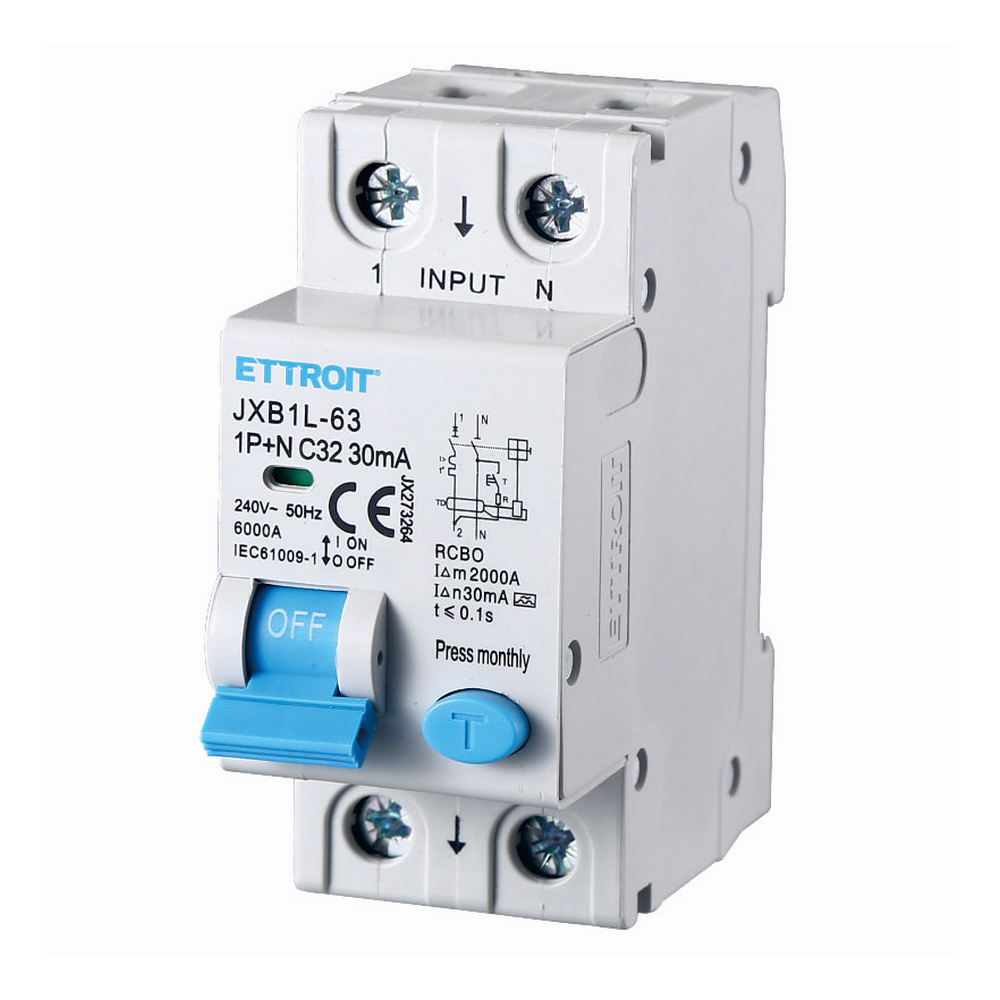 Foto principale Interruttore magnetotermico differenziale modulare 1P+N 32A 30mA 6KA 220V classe A Ettroit