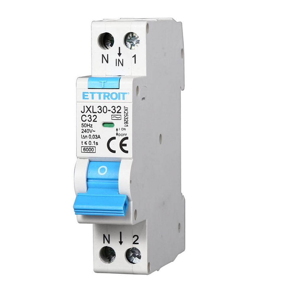 Foto principale Interruttore magnetotermico differenziale modulare compatto 1P+N 32A 30mA 6KA 220V Ettroit