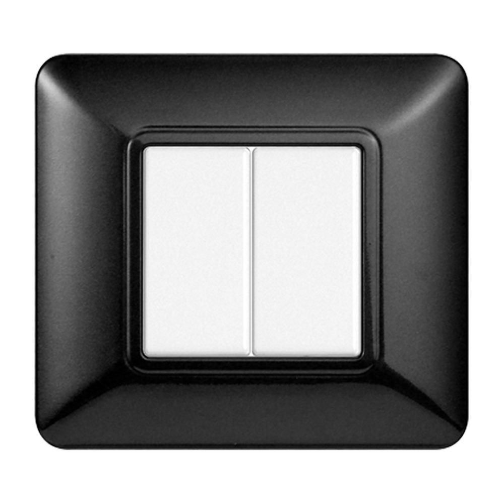 Foto principale Placca 2 moduli 502 in plastica acciaio scuro compatibile anche con BTicino Matix