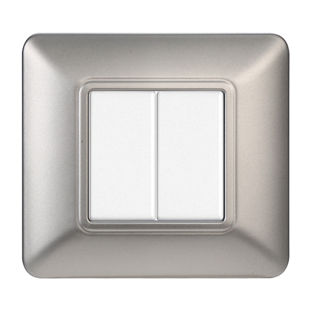 Foto principale Placca 2 moduli 502 in plastica argento compatibile anche con BTicino Matix