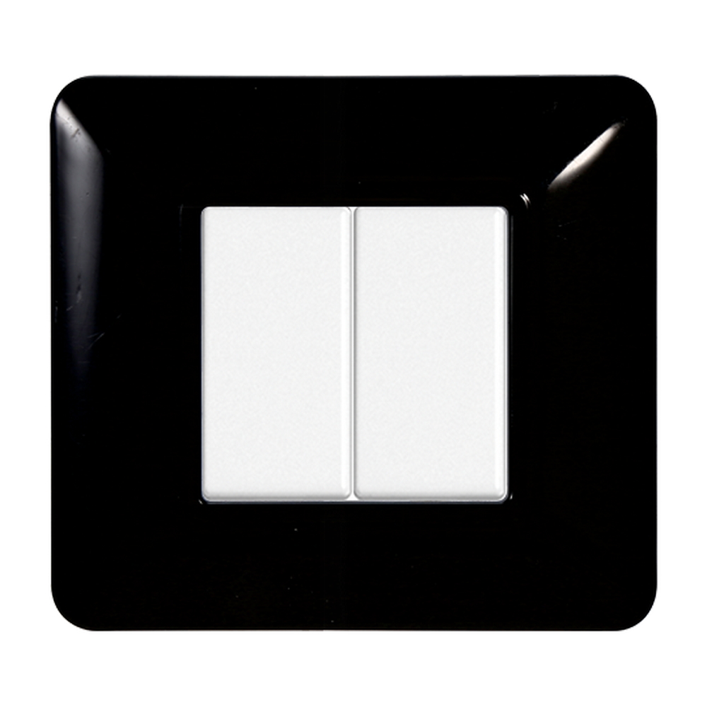 Foto principale Placca 2 moduli 502 in plastica nera compatibile anche con BTicino Matix
