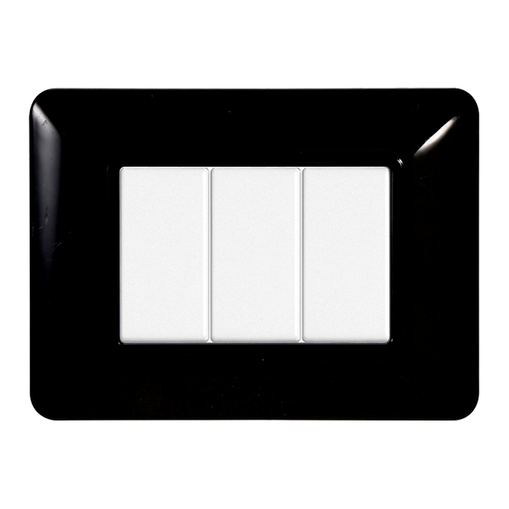 Foto principale Placca 3 moduli 503 in plastica nera compatibile anche con BTicino Matix