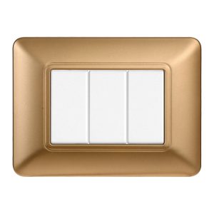 Foto principale Placca 3 moduli 503 in plastica oro compatibile anche con BTicino Matix