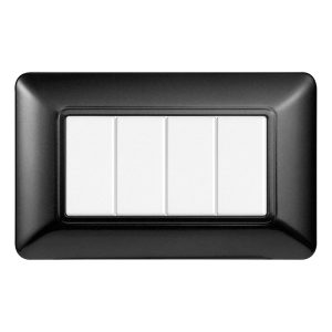 Foto principale Placca 4 moduli 504 in plastica acciaio scuro compatibile anche con BTicino Matix