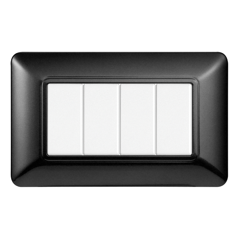 Foto principale Placca 4 moduli 504 in plastica acciaio scuro compatibile anche con BTicino Matix