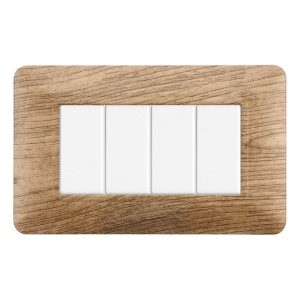 Foto principale Placca 4 moduli 504 in plastica legno chiaro compatibile anche con BTicino Matix