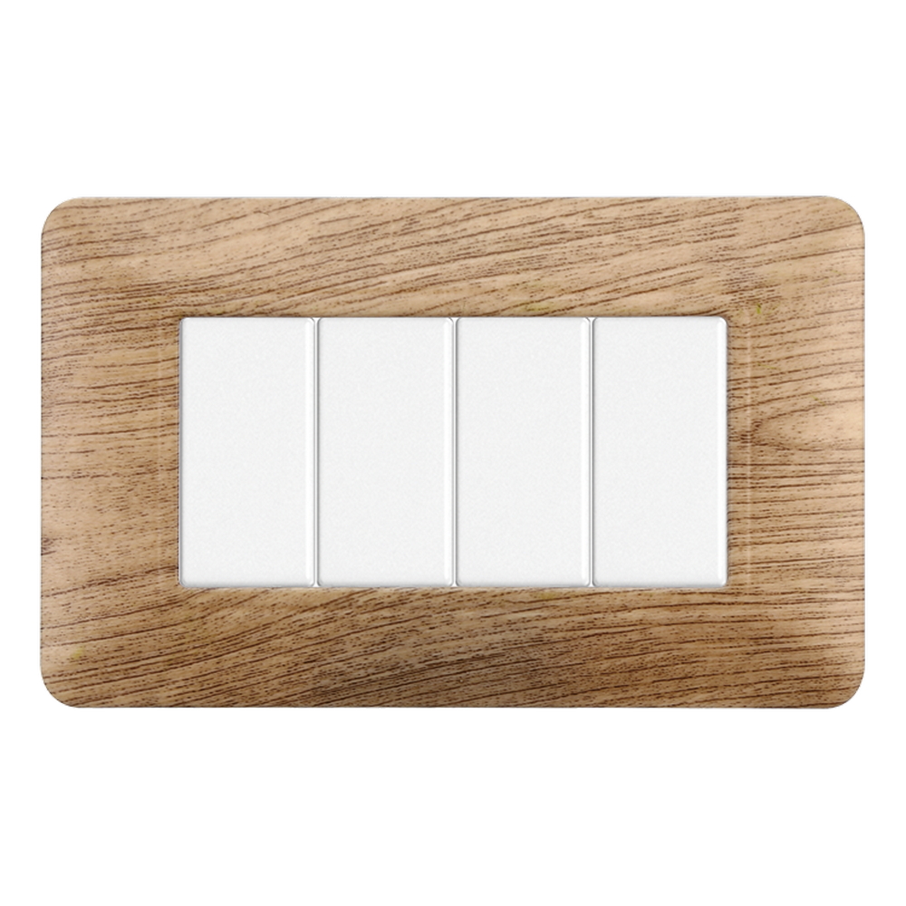 Foto principale Placca 4 moduli 504 in plastica legno chiaro compatibile anche con BTicino Matix