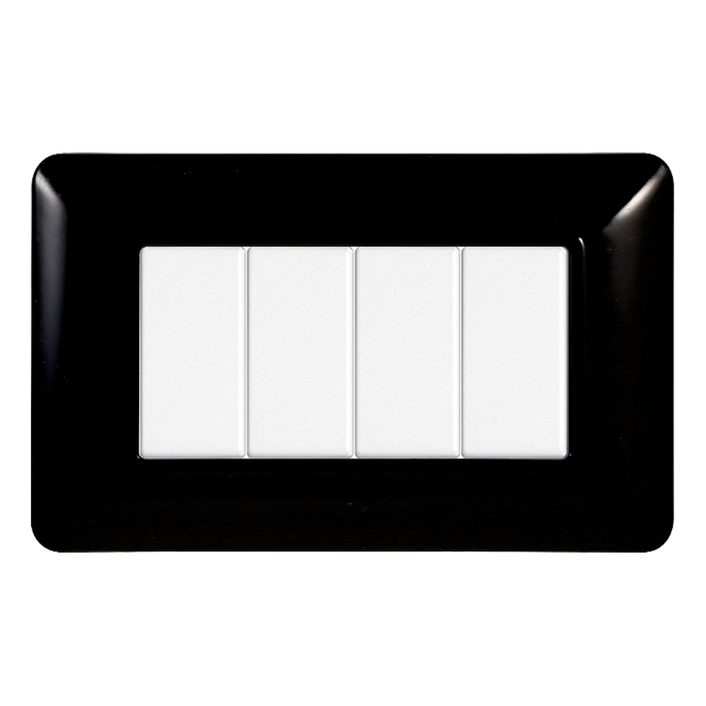 Foto principale Placca 4 moduli 504 in plastica nera compatibile anche con BTicino Matix