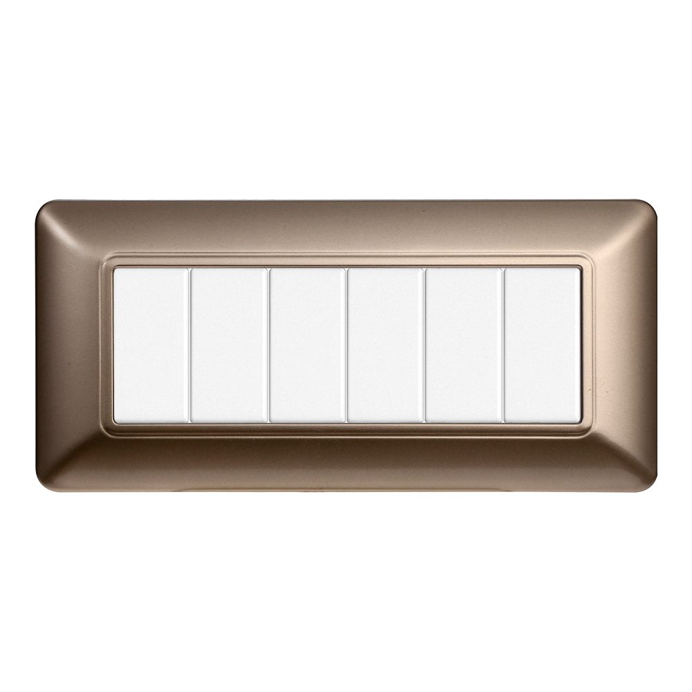 Foto principale Placca 6 moduli 506 in plastica bronzo compatibile anche con BTicino Matix