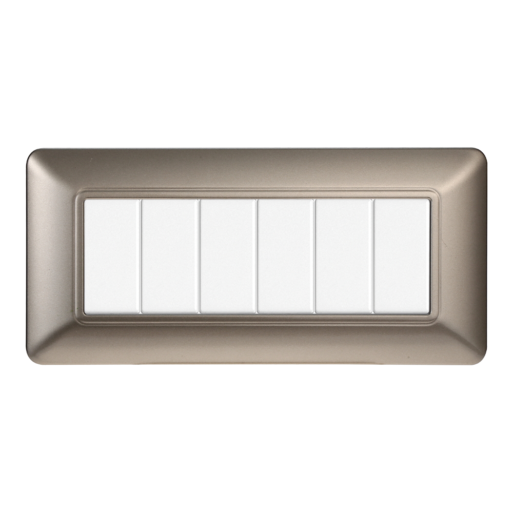 Foto principale Placca 6 moduli 506 in plastica titanio compatibile anche con BTicino Matix