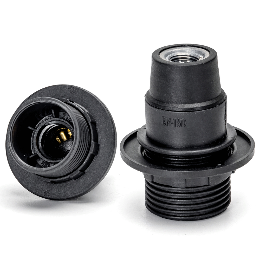 Foto principale Portalampada E14 Nero 250V filettato con ghiera morsettiera a vite autobloccante in plastica Aigostar
