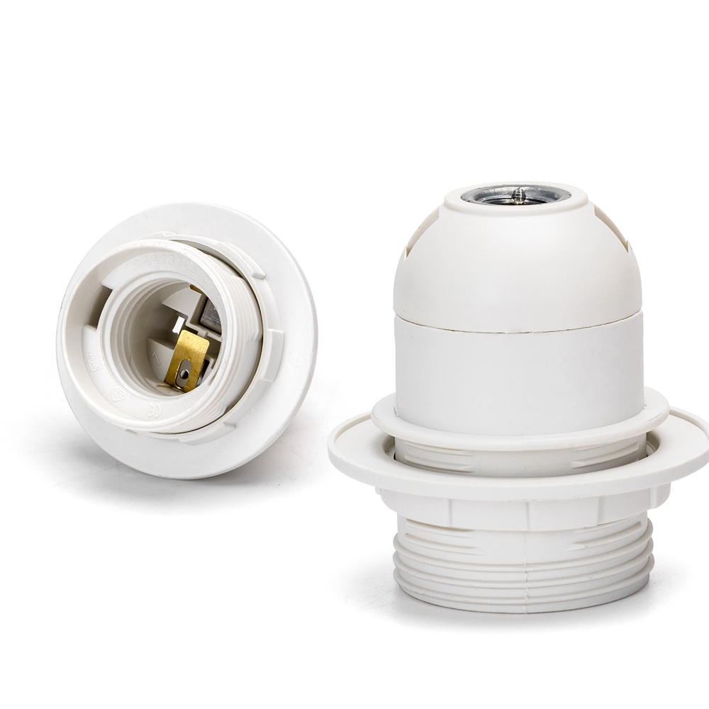 Foto principale Portalampada E27 Bianco 250V filettato con ghiera terminale a molla in plastica Aigostar