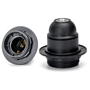 Foto principale Portalampada E27 Nero 250V filettato con ghiera morsettiera a vite autobloccante in plastica Aigostar