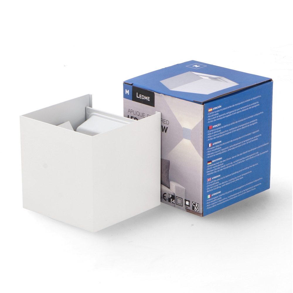 Applique Led cubo da parete 12W Doppia emissione Bianco IP54 CCT temperatura colore regolabile M LEDME - Foto 5