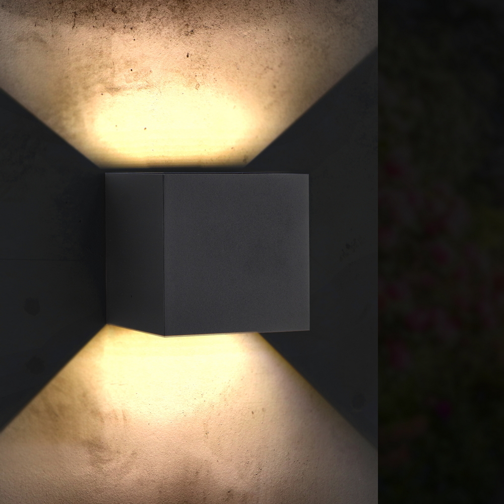 Applique Led cubo da parete 12W Doppia emissione Nero IP54 CCT temperatura colore regolabile M LEDME - Foto 1