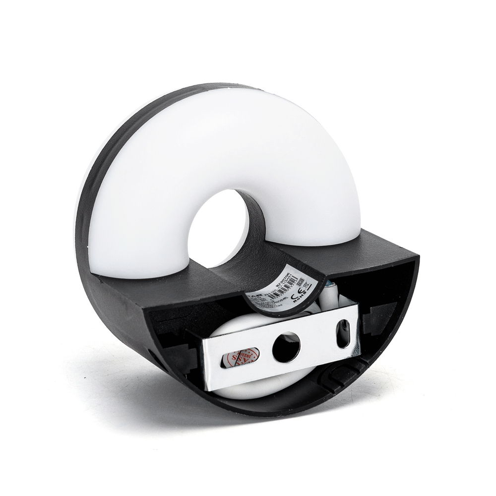 Applique Led da parete Donut 10W rotondo Nero IP65 Bianco freddo 6500K Aigostar - Foto 2