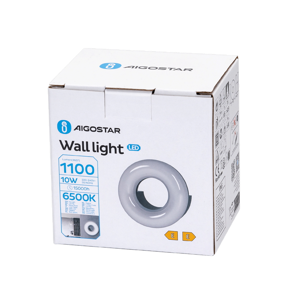 Applique Led da parete Donut 10W rotondo Nero IP65 Bianco freddo 6500K Aigostar - Foto 3