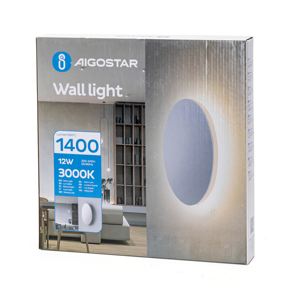 Applique Led da parete Plat 12W rotondo Bianco IP20 Bianco caldo 3000K Aigostar - Foto 4