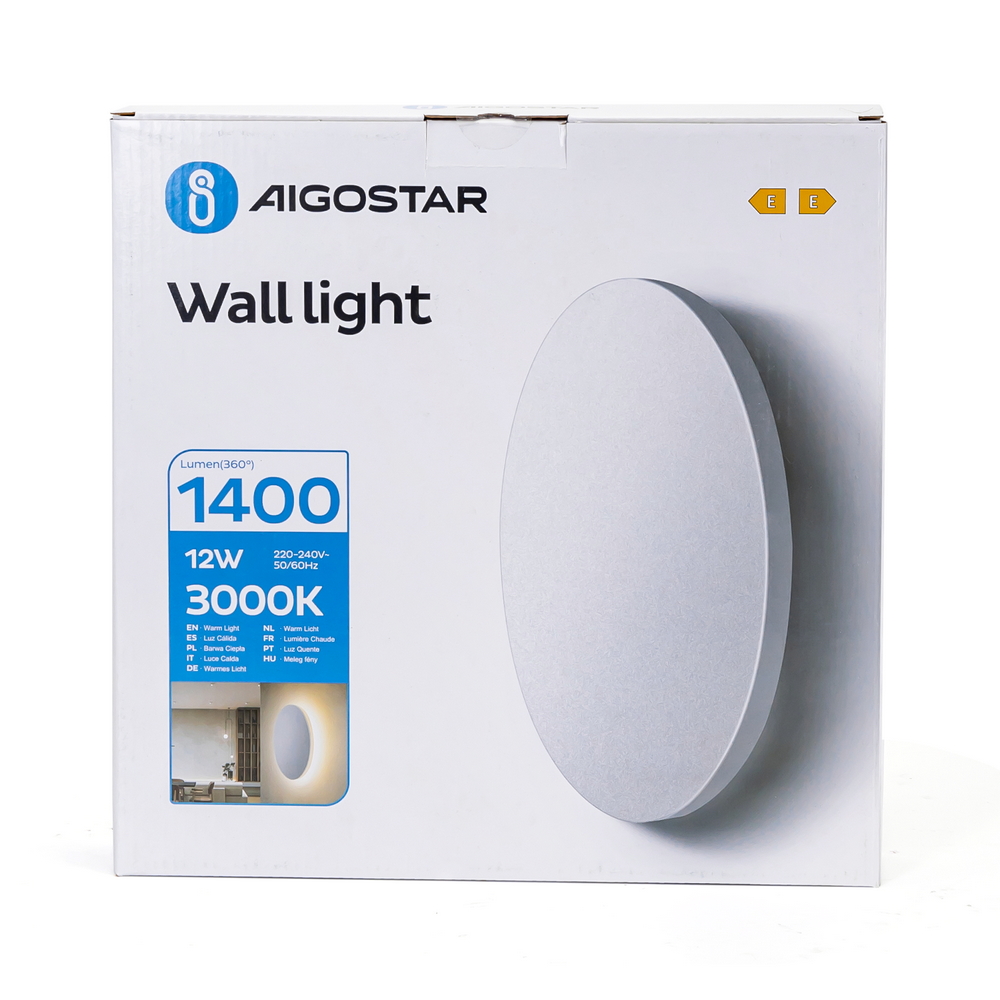 Applique Led da parete Plat 12W rotondo Bianco IP20 Bianco caldo 3000K Aigostar - Foto 5
