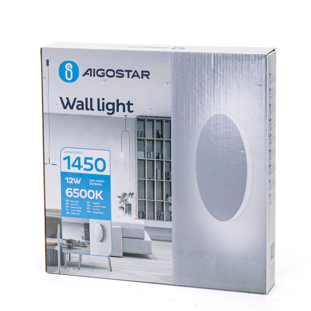 Applique Led da parete Plat 12W rotondo Bianco IP20 Bianco freddo 6500K Aigostar - Foto 4