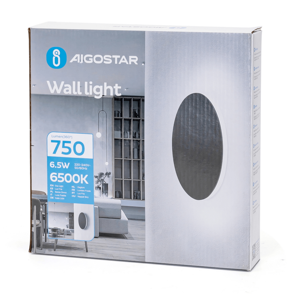 Applique Led da parete Plat 6,5W rotondo Nero IP20 Bianco freddo 6500K Aigostar - Foto 4