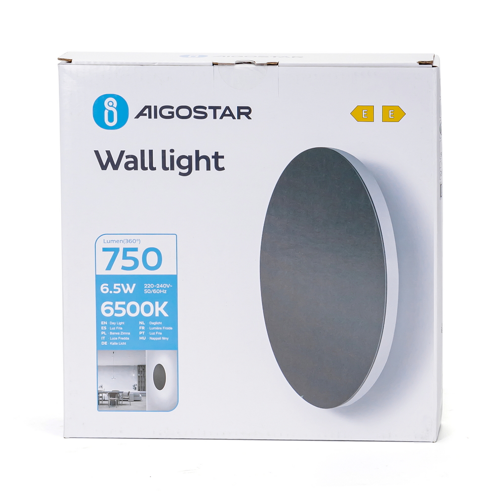 Applique Led da parete Plat 6,5W rotondo Nero IP20 Bianco freddo 6500K Aigostar - Foto 5