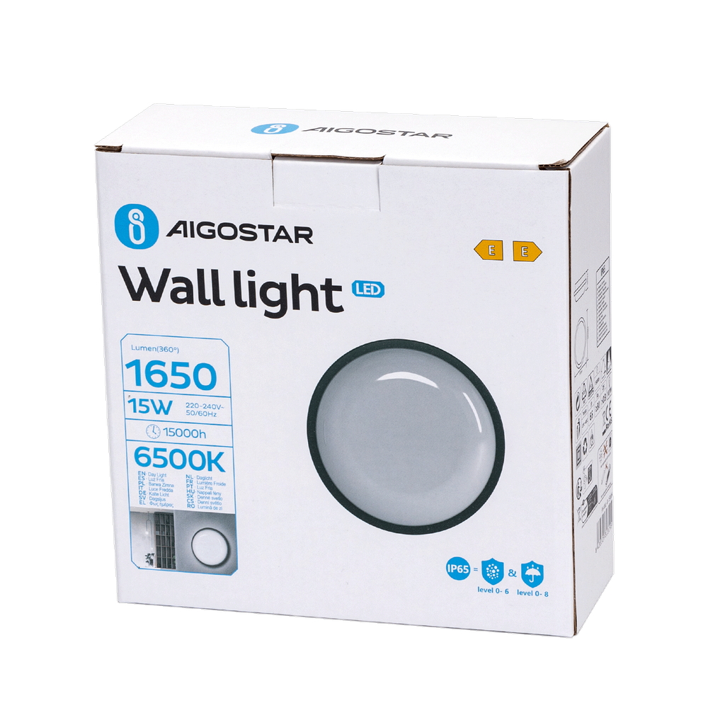 Applique Led da parete slim Round 15W rotondo Nero IP65 Bianco freddo 6500K Aigostar - Foto 3