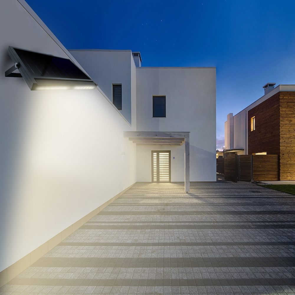 Applique Led da parete Vienna 10W Nero con pannello solare e sensore crepuscolare IP54 temperatura colore regolabile M LEDME - Foto 2