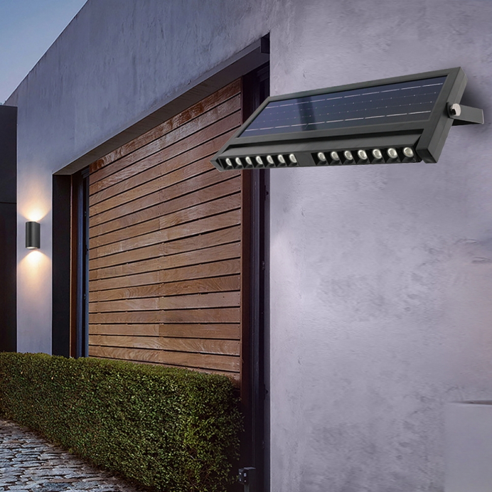 Applique Led da parete Vienna 4,5W Nero con pannello solare e sensore crepuscolare IP54 temperatura colore regolabile M LEDME - Foto 2