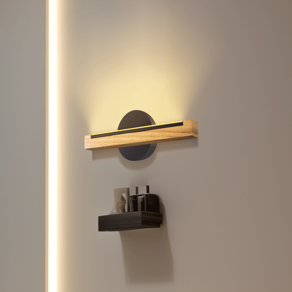 Applique Led da parete Woodden 6,5W Nero IP20 Bianco caldo 2700K Aigostar - Foto 3