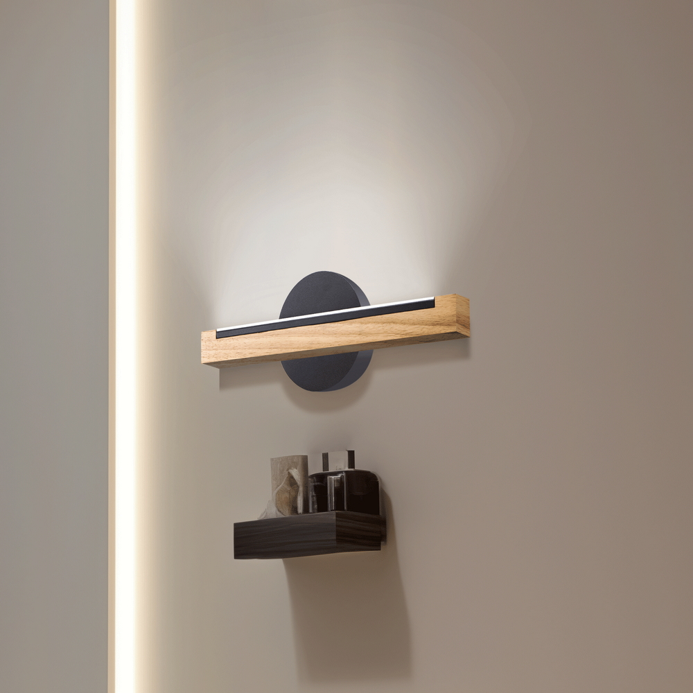 Applique Led da parete Woodden 6,5W Nero IP20 Bianco freddo 6500K Aigostar - Foto 3