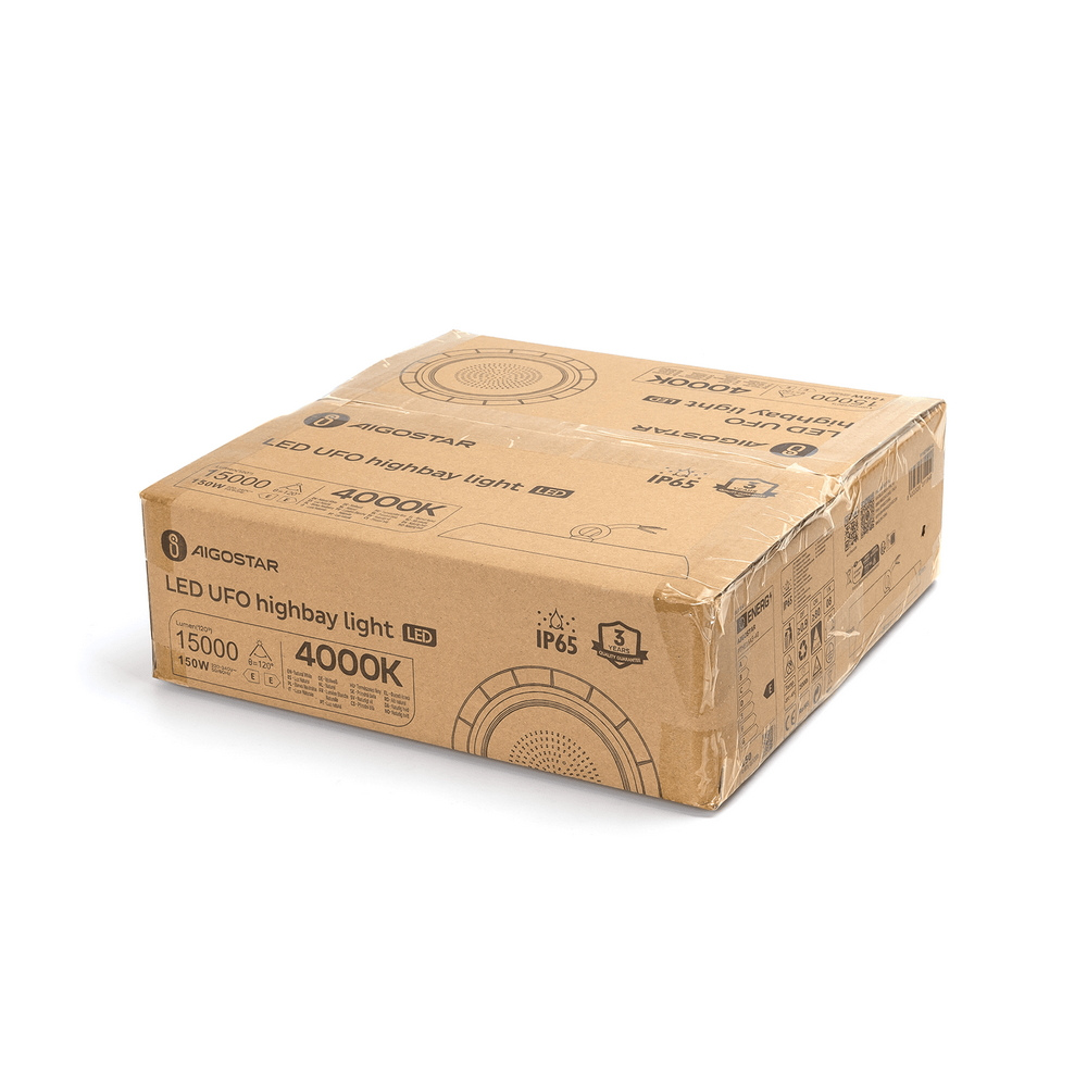 Campana Led industriale UFO 150W Nera IP65 Bianco Freddo 6500K 100LM/W Aigostar - Foto 3